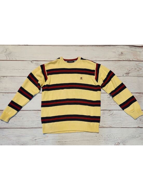 Tommy Hilfiger Other - Tommy Hilfiger Yellow Striped Crewneck Sweater Mens Size Medium